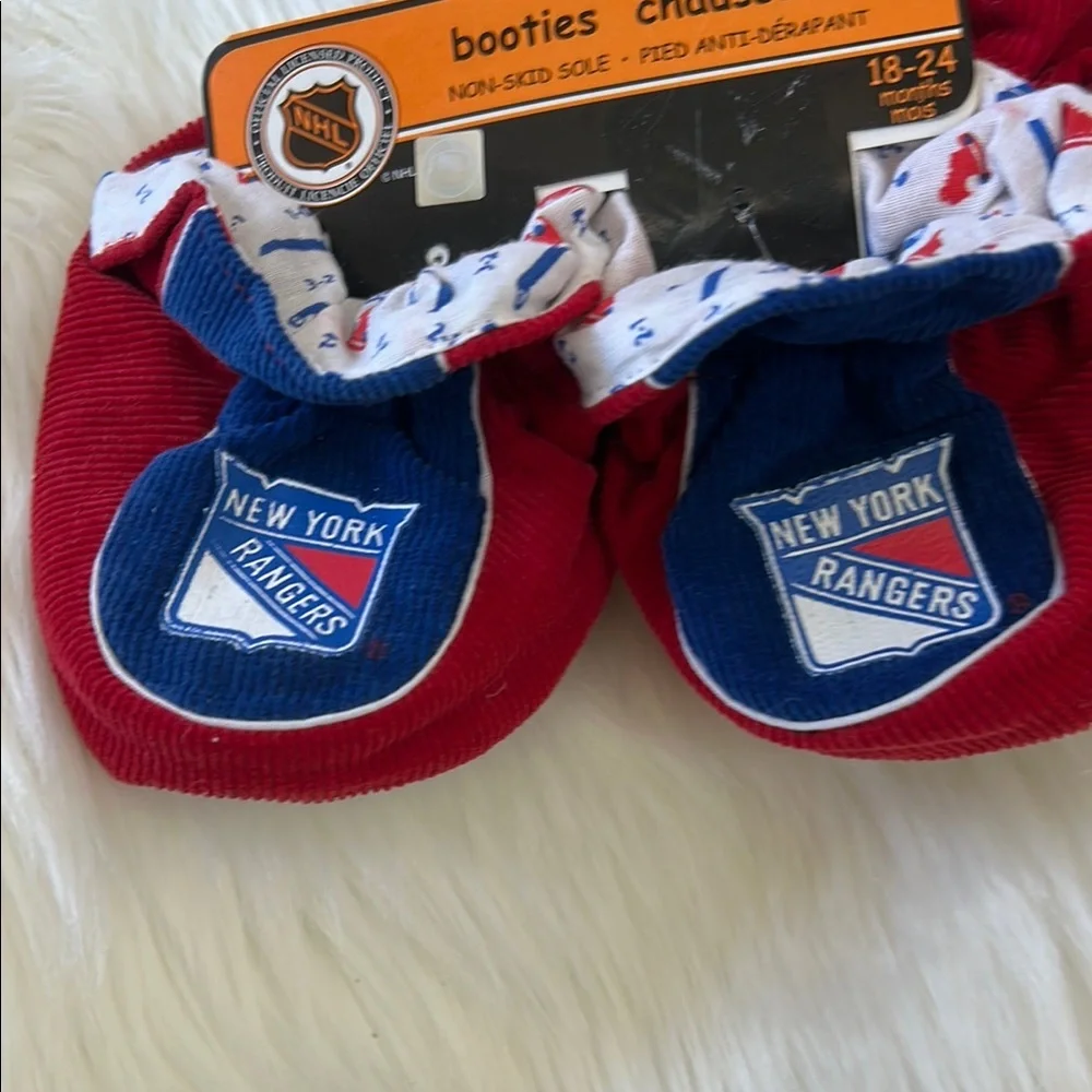 NHL Red and Blue New York Rangers Booties and Mittens